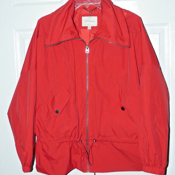 Lucky Brand Jacket Red Nylon Wind Rain Warm Long Sleeve size L - Picture 1 of 10